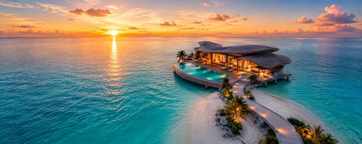 Villa sobre el mar al atardecer en Maréa
